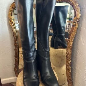 Black Heeled Knee High Boots